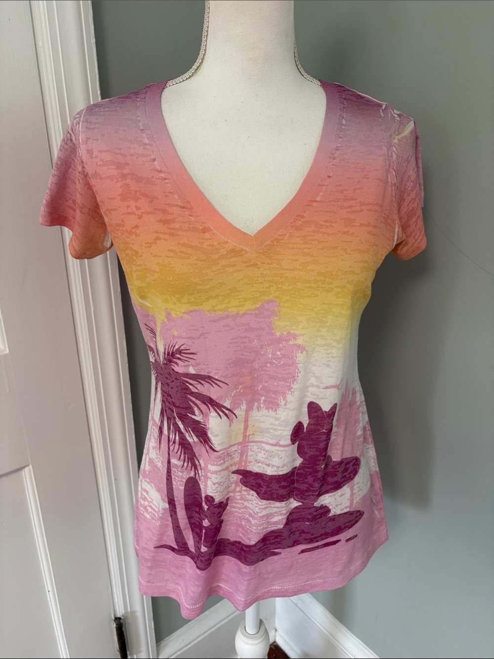 Disney Cruise Line Women's V-Neck Ombre Tee V-Neck T-Shirt size small